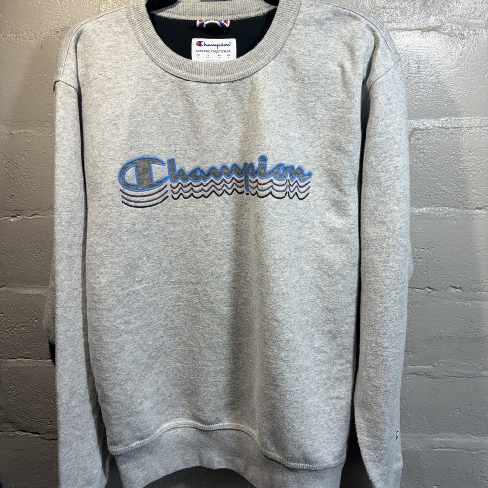 Champion Spellout Pull Over Sweat Shirt Size Small Gray sweatshirt